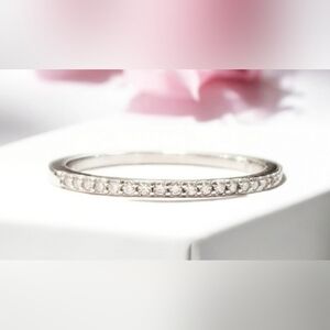 Sterling Silver Moissanite Eternity Ring Stackable Womens Jewelry